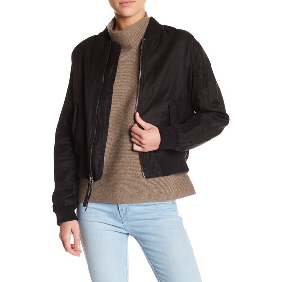 Vince Linen Ribbed Bomber - Picture 3 of 6